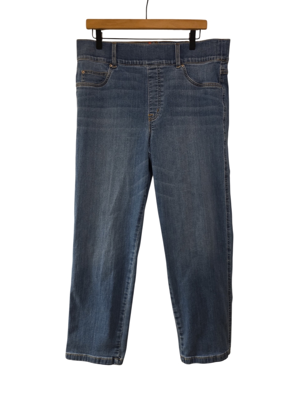 Spanx, Pull On Straight Leg Jeans, Stretchy, Elastic Waist, Comfort, Women's 1x